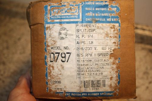 FASCO D797  1/4 HP, 825 RPM FASCO 1 SPEED ELECTRIC MOTOR 1/2&#034; shaft x 6 3/8