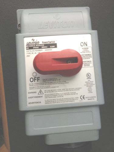 LEVITON 430MI5W Mechanical Interlock Receptacle, 30 A 600 V Type 3R,4X,12K IP67