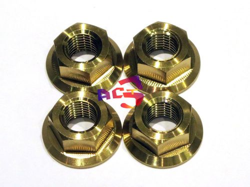 4pcs titanium/ti m10 x 1.25 pitch sprocket flange nut - honda suzuki yamaha gold for sale