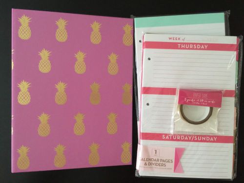 Target Greenroom MAGENTA GOLD PINEAPPLE MINI BINDER PLANNER INSERTS WASHI LOT