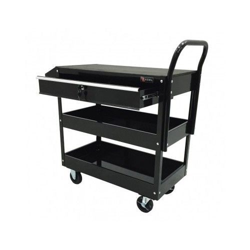 Rolling Tool Cart Steel Black Drawer Storage Garage Shop Work Toolbox Tray Chest