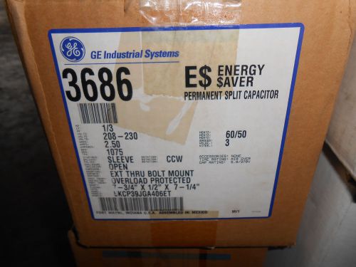 GE 3686 1/3 HP 208/230 VOLT 1075 RPM PERMANENT SPLIT CAPACITOR