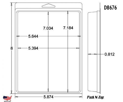 D8676: 200 - 8&#034;H x 6&#034;W x 0.812&#034;D Clamshell Packaging Clear Plastic Blister Pack