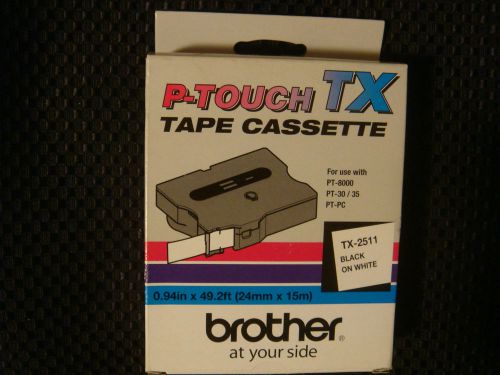New Brother TX2511 Black on White Tape, P-touch TX-2511 FREE SHIPPING