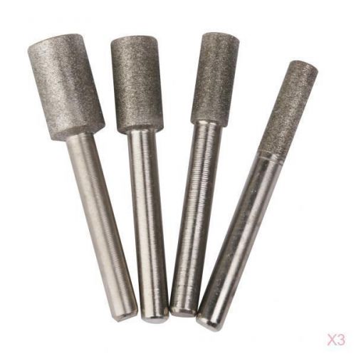 3x 4pcs 6mm shank diamond coated a-shape rotary grinding burrs bits 6/8/10/12mm for sale