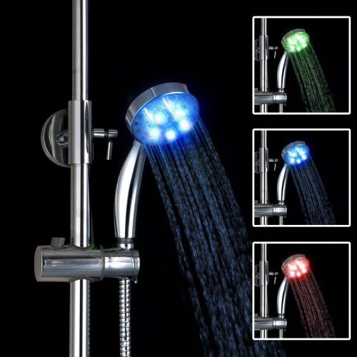 e-pak Bath Automatic 3 Color Changing LED Rain Hand-held Shower Head QP57