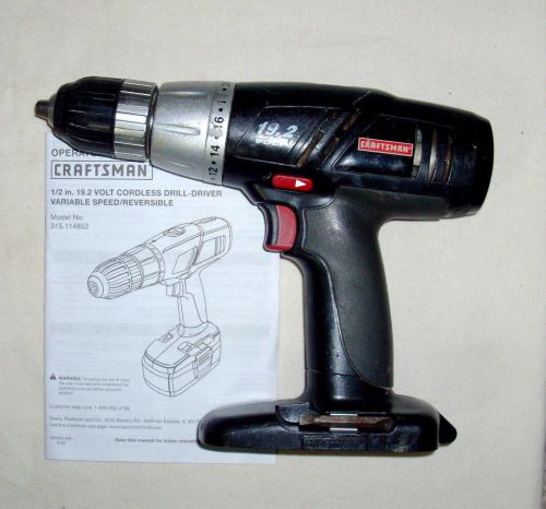 Craftsman 19.2 Volt 1/2&#034; Cordless Drill Driver #315.114852, 2-Speed HEAVY DUTY !