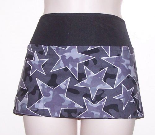 REVERSIBLE  waitress half APRON, Star camo gray, 3 pockets each side 9034 R