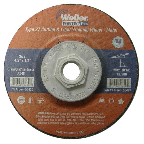 4-1/2&#034; x 1/8&#034; A24R, 5/8&#034;-11 A.H., (box of 10) price per box