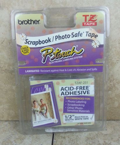 Brother Adhesive Laminated Tape TZAF231 1/2&#034; Black Print on White Tape Free Ship