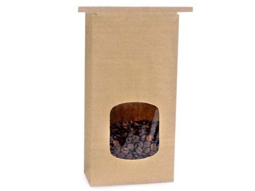 Kraft 1 Lb. Tin Tie Bakery Bag w/ Square Window - 50 Pack