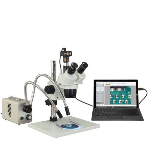 Trinocular 5X-10X-15X-20X-30X-60X 3MP USB Stereo Microscope+20W Dual LED Light