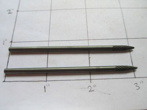 2 usa carbide deburring burrs 1/8&#034; x 1/2&#034; x 3&#034; x 1/8&#034; cones, single cut for sale