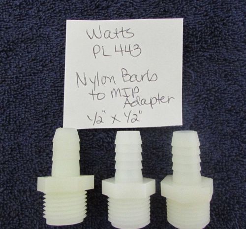 Watts Nylon Barb to MIP Adapter 1/2&#034; x 1/2&#034; Qty 3 Watts PL443 X23