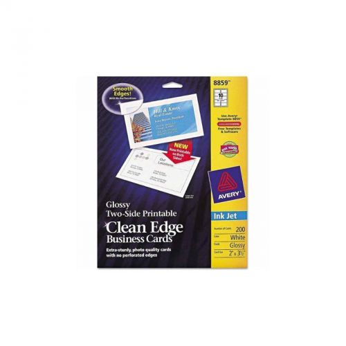 Avery 2-sided clean edge business cards, inkjet, 2&#034; x 3-1/2&#034;, glossy white, 200 for sale