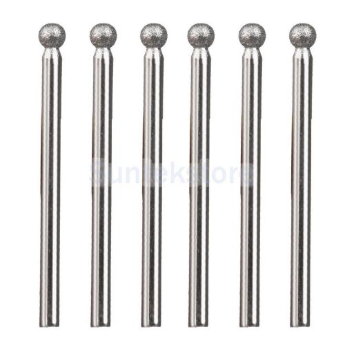 6pcs diamond coated 4mm round ball shape grinding burrs bur bits rotary tool for sale