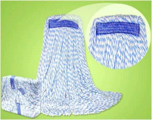 Abco lm-203lcs blue &amp; white candy stripe wet mop 4 ply large lot of 12 for sale