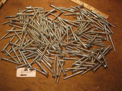 10 x 2 1/4  qty 200 lot vintage wood screw flat head zinc fastener shop hardware for sale