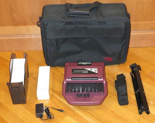 Stentura 400 Electric Maroon Stenograph Steno Machine, Tripod and Paper Tray