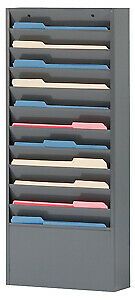 Literature Rack 10 Compartments, 13-1/4&#034;W x D Gray