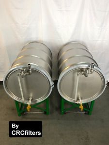 2 Stainless Steel 55 Gallon drums with lid and cradle - See video in description