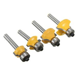 4Pcs Round Over Edging Router Bit Set 1/4&#039;&#039; SHANK 1/2&#039;&#039; 3/8&#039;&#039; 1/4&#034; 1/8&#039;&#039; RADIUS