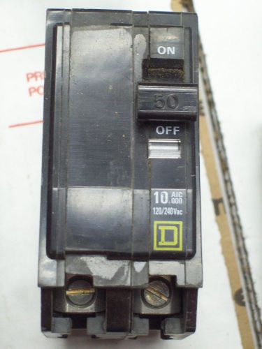 SQUARE D QO250 BREAKER 2 POLE/ 50 AMP / 120/240 VAC USED