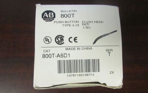 ALLEN BRADLEY Red Flush Head Pushbutton  800T A6D1