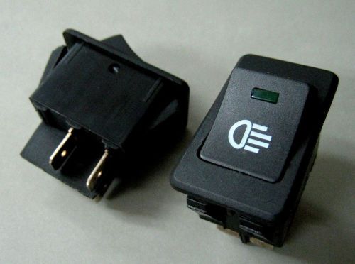 L4P OEM Black 12V Green Illuminated Snap-in Car Dash Rocker Switch #EWA0 x 2 pcs