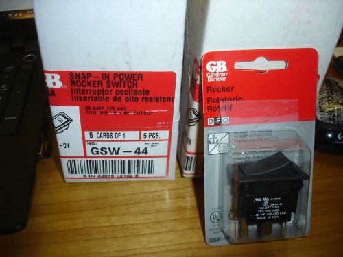 GSW-44 SNAP-IN POWER ROCKER SWITCH 20a 125V (box of 5) - GB Electrical Inc