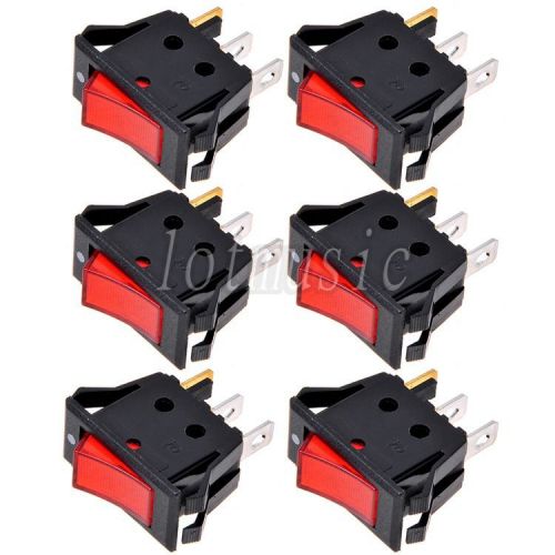 6*Rocker Switch 2 Pin SPST ON-OFF 250V/15A AC Illuminated Lamp 13mm