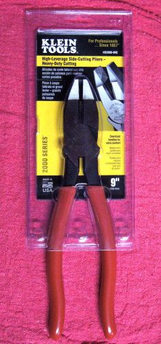 Klein tools hd2000-9ne high-leverage side-cutting pliers heavy-duty cutting -new for sale