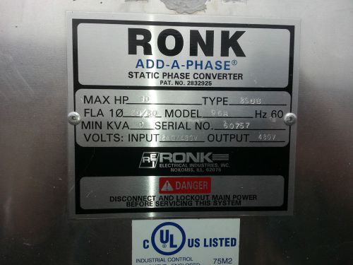 Ronk add-a-phase static 3 ph power converter 10hp+ for sale