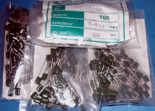 APPRX 450PC LOT .022UF100V CHICKLET RADIAL FILM CAPACITOR PN PM2A223K