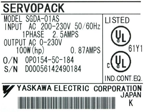 Yaskawa Drives-AC Servo SGDA-01AS [PZ4]