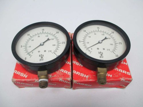 LOT 2 NEW MARSH PRESSURE GAUGE 0-30PSI 3-1/2IN FACE 1/4IN NPT D365526