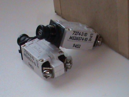 5 x Klixon Aircraft Circuit Breaker MS26574-10 7274-2-10 5925-00-946-6880 -NOS