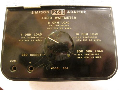 SIMPSON 260 AUDIO WATTMETER ADAPTER MODEL 654 FOR SIMPSON MULTIMETER TESTER