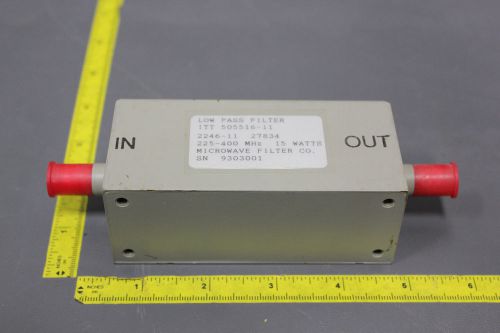 MICROWAVE FILTER CO. TNC RF LOW PASS FILTER 225-400MHZ 15W ITT (C1-1-78C)