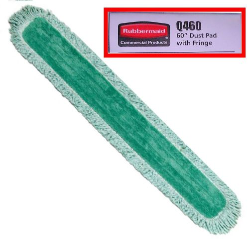 60&#034; Q460 MICROFIBER RUBBERMAID DUST MOP HEAD REFILL FRINGE HYGEN GREEN VELCRO