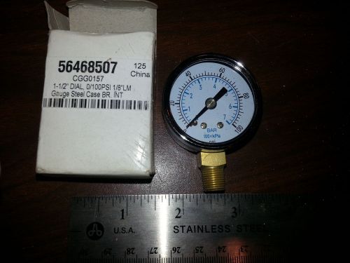 PRESSURE GUAGE 1 1/2&#034;DIAL 0-100psi STEEL CASE 0-7BAR