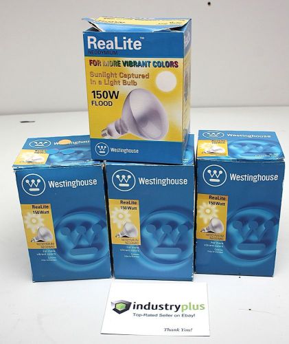 Lot of 4 Westinghouse 150w Watt Neodymium Realite Light Bulb R-40 Lamp Flood