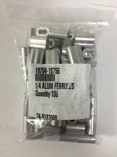 100 new 1/4&#034; inch solid aluminum ferrules/ compression sleeve/ cable crimps for sale