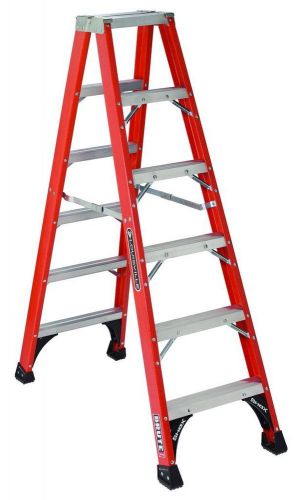 Double Step 6-FT Fiberglass Twin Front Ladder, 375-Pound Duty