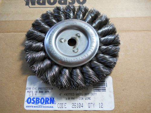 Osborn 4&#034; x 3/8&#034; ah x .014&#034; hd knot wire wheel brush # 26104 usa for sale