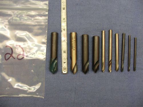 spotting drills mixed lot of 10 2 flute various sizes hss 5/8&#034; trw twist bit 22