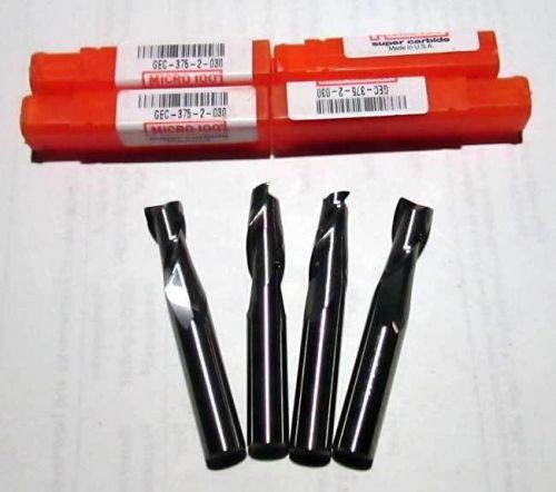 4 pc. micro 100 gec 3/8&#034;x . 030(cr) 2 fl carbide cc cnc end mills-hard metals for sale