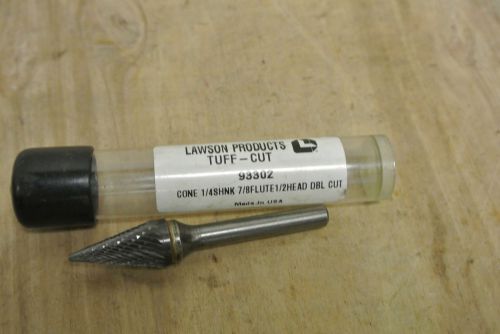 Lawson Products Tuff Cutt 93302, Cone 1/4 Shank, 7/8 Flute 1/2 Head Double Cut