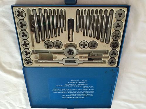 Carbon steel sae tap and die set 40 pc adjustable wrench t-handle case for sale