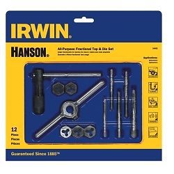 Hanson 24605 12 Piece Machine Screw Fractional Tap and Hex Die Set